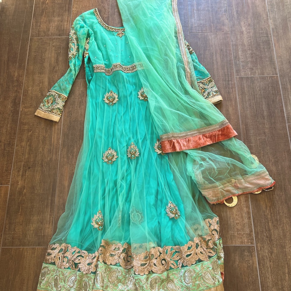 Stunning Aqua & Pink Anarkali
